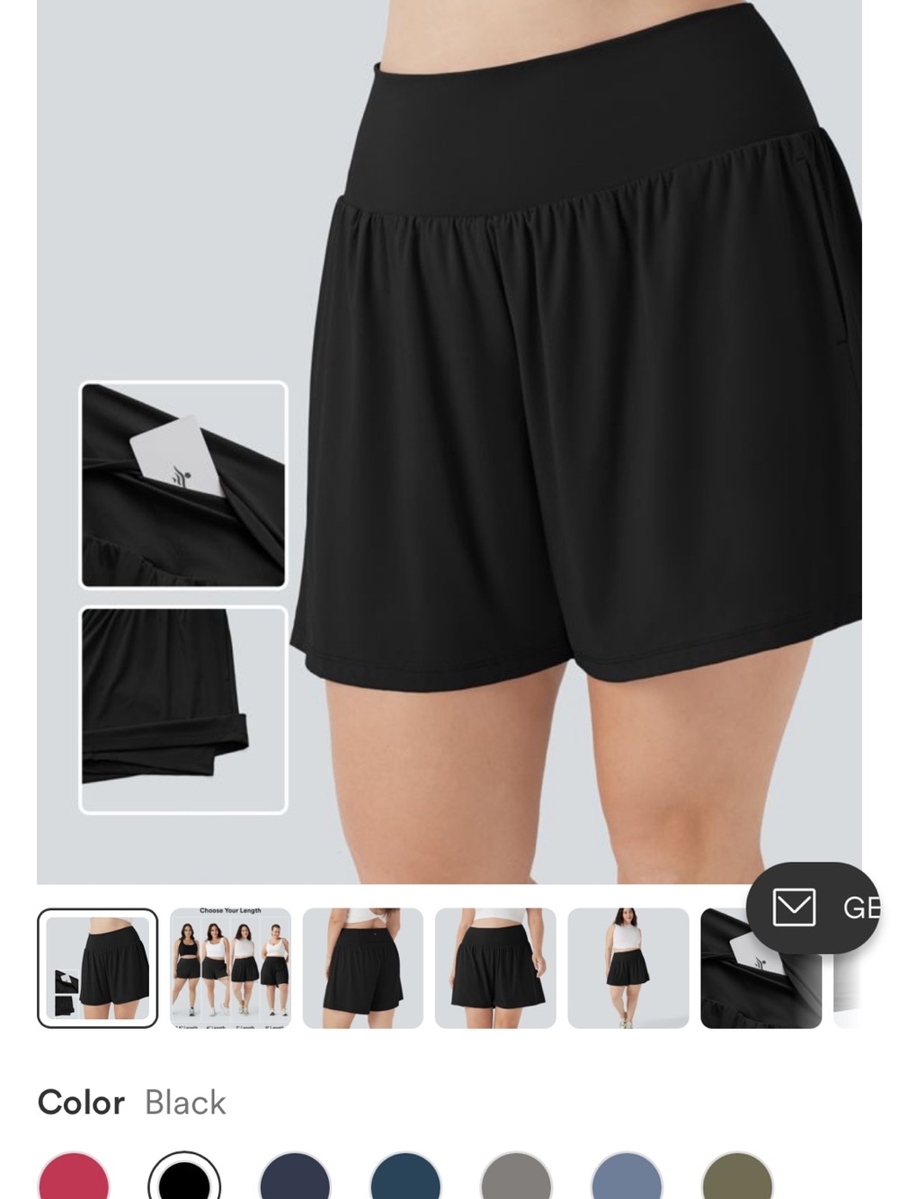 HALARA Black High-Waist Athletic Shorts with Wide Waistband